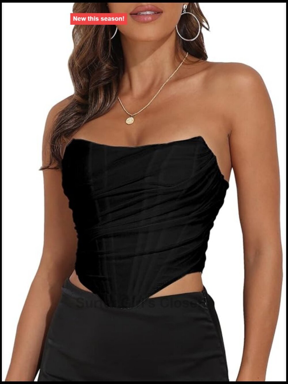 Strapless Mesh Boned Bustier Corset Crop Top Shapewear